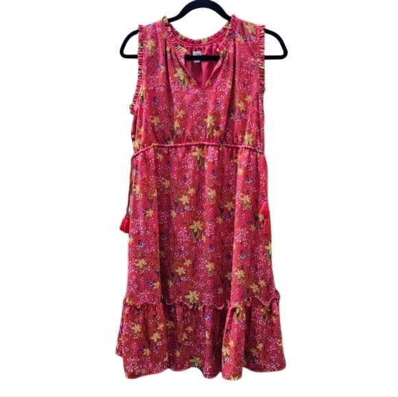 GAP Dresses & Skirts - 🎉Host Pick🎉GAP Maternity Sleeveless Ruffle-Trim Dress Floral Print Pink Medium